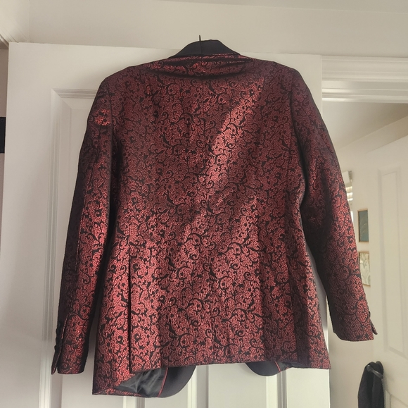 Red Patterned Smoking Jacket Blazer - Picture 2 of 4